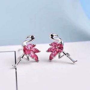 Cubic Zirconia Flamingo Stud Earrings